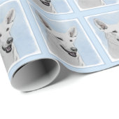 White Shepherd Painting - Cute Original Dog Art Cadeaupapier (Rol Hoek)