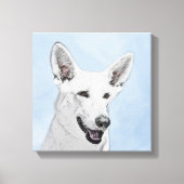 White Shepherd Painting - Cute Original Dog Art Canvas Afdruk (Voorkant)