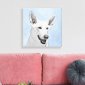 White Shepherd Painting - Cute Original Dog Art Canvas Afdruk (Insitu (Woonkamer))