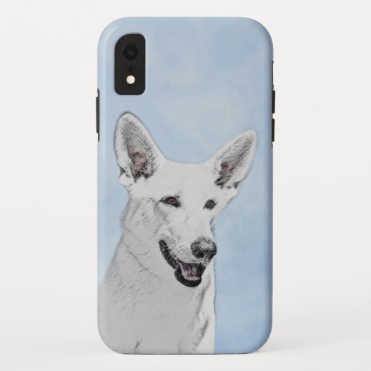 White Shepherd Painting - Cute Original Dog Art Case-Mate iPhone Case (Achterkant)