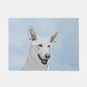 White Shepherd Painting - Cute Original Dog Art Deurmat