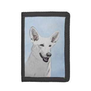 White Shepherd Painting - Cute Original Dog Art Drievoud Portemonnee