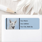 White Shepherd Painting - Cute Original Dog Art Etiket (Insitu)