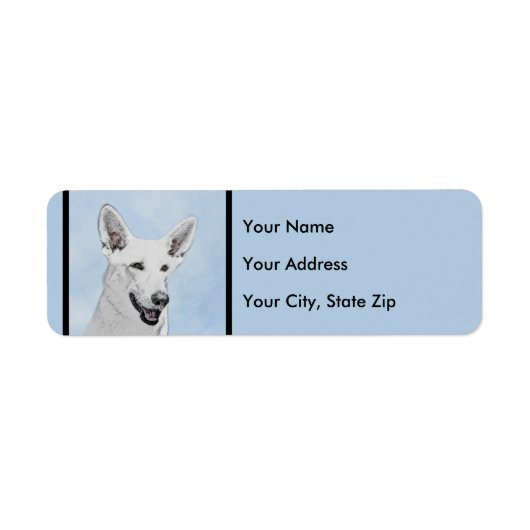 White Shepherd Painting - Cute Original Dog Art Etiket (Voorkant)