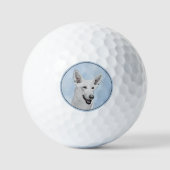 White Shepherd Painting - Cute Original Dog Art Golfballen (Voorkant)