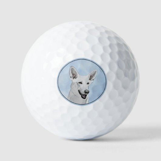 White Shepherd Painting - Cute Original Dog Art Golfballen (Voorkant)