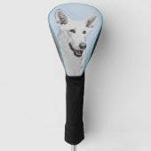 White Shepherd Painting - Cute Original Dog Art Golfheadcover (Voorkant)