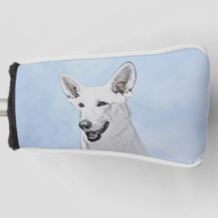 White Shepherd Painting - Cute Original Dog Art Golfheadcover