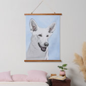 White Shepherd Painting - Cute Original Dog Art Hangend Wandkleed (Slaapkamer)