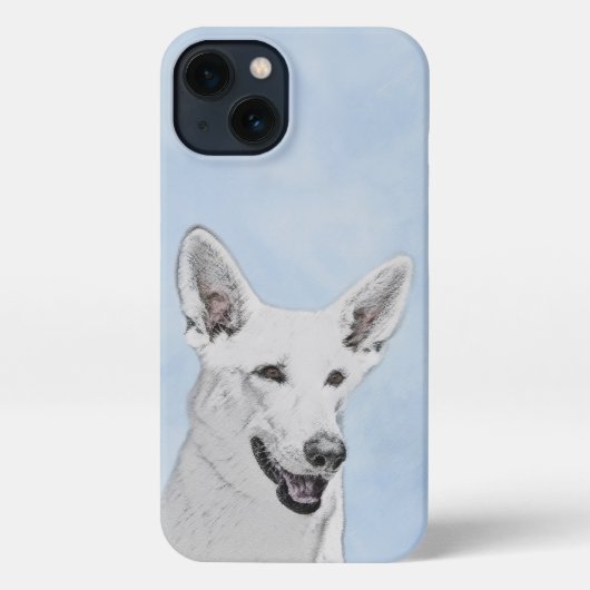 White Shepherd Painting - Cute Original Dog Art iPhone Hoesje (Achterkant)