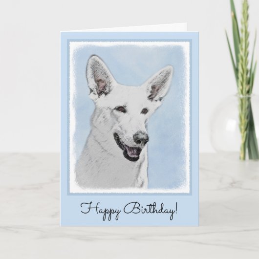 White Shepherd Painting - Cute Original Dog Art Kaart (Voorkant)