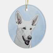 White Shepherd Painting - Cute Original Dog Art Keramisch Ornament (Links)