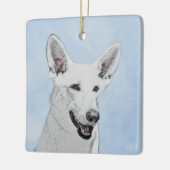 White Shepherd Painting - Cute Original Dog Art Keramisch Ornament (Links)