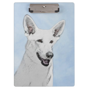 White Shepherd Painting - Cute Original Dog Art Klembord