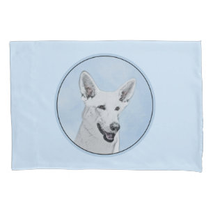 White Shepherd Painting - Cute Original Dog Art Kussensloop