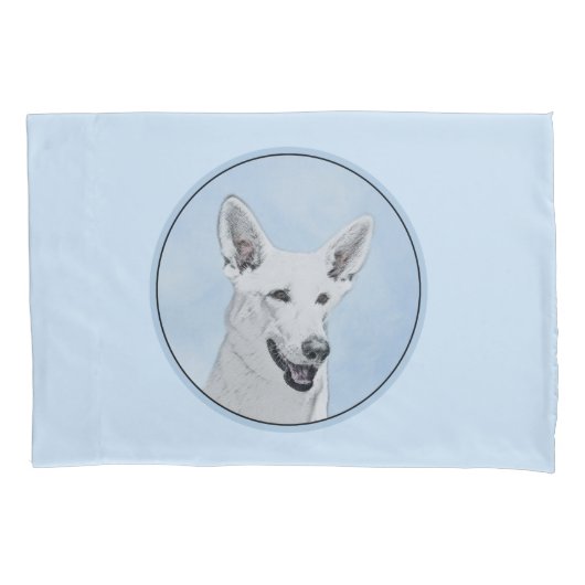 White Shepherd Painting - Cute Original Dog Art Kussensloop (Voorkant)