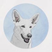 White Shepherd Painting - Cute Original Dog Art Labels (Design 2)