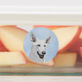 White Shepherd Painting - Cute Original Dog Art Labels (Aangebracht)