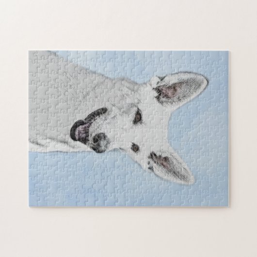 White Shepherd Painting - Cute Original Dog Art Legpuzzel (Horizontaal)