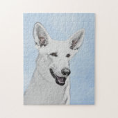 White Shepherd Painting - Cute Original Dog Art Legpuzzel (Verticaal)
