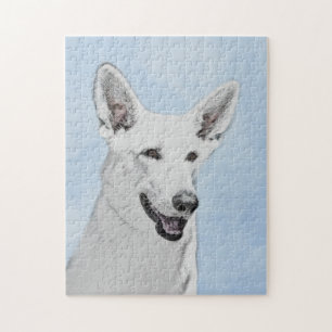 White Shepherd Painting - Cute Original Dog Art Legpuzzel
