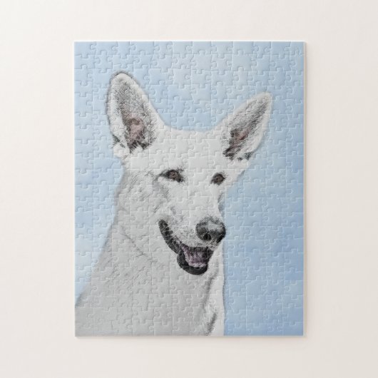 White Shepherd Painting - Cute Original Dog Art Legpuzzel (Verticaal)