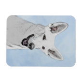 White Shepherd Painting - Cute Original Dog Art Magneet (Horizontaal)