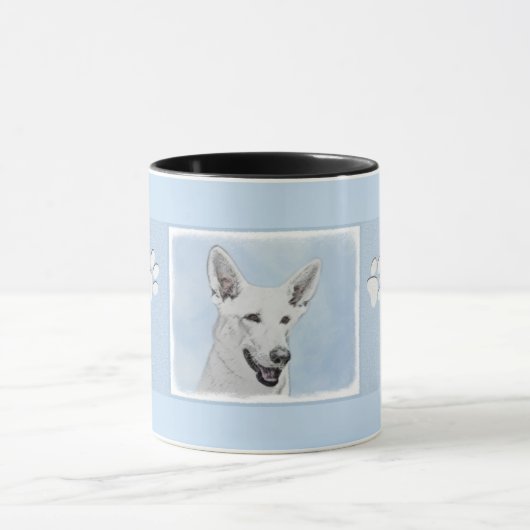 White Shepherd Painting - Cute Original Dog Art Mok (Midden)
