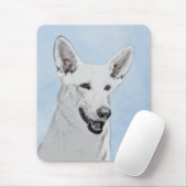 White Shepherd Painting - Cute Original Dog Art Muismat (Met muis)