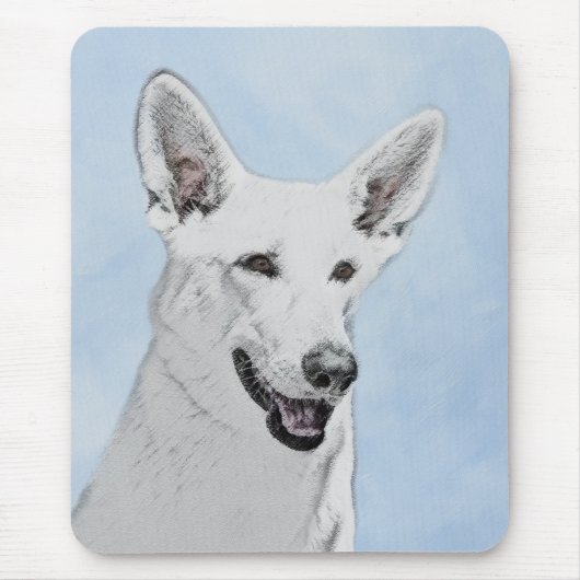 White Shepherd Painting - Cute Original Dog Art Muismat (Voorkant)