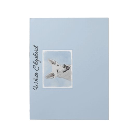 White Shepherd Painting - Cute Original Dog Art No Notitieblok (Linkerzijde)