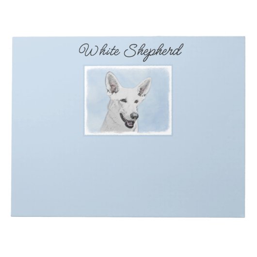 White Shepherd Painting - Cute Original Dog Art No Notitieblok (Voorkant)