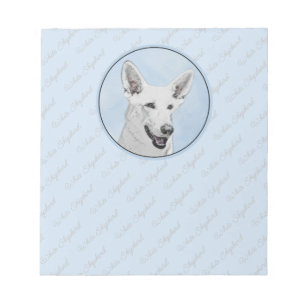 White Shepherd Painting - Cute Original Dog Art Notitieblok