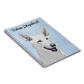 White Shepherd Painting - Cute Original Dog Art Notitieboek (Rechterzijde)