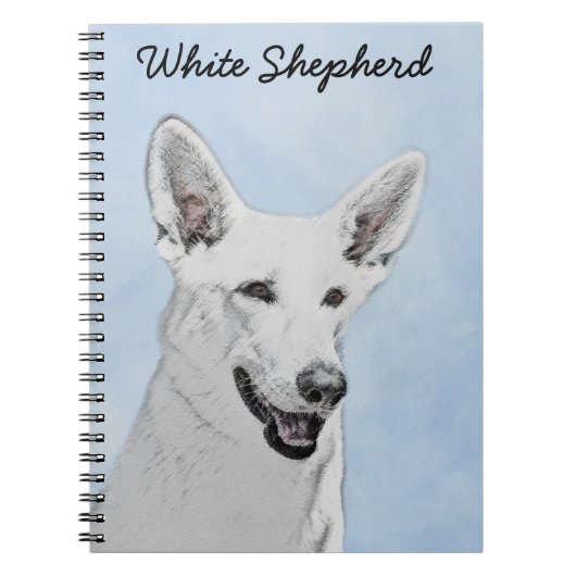 White Shepherd Painting - Cute Original Dog Art Notitieboek (Voorkant)