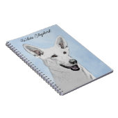 White Shepherd Painting - Cute Original Dog Art Notitieboek (Rechterzijde)