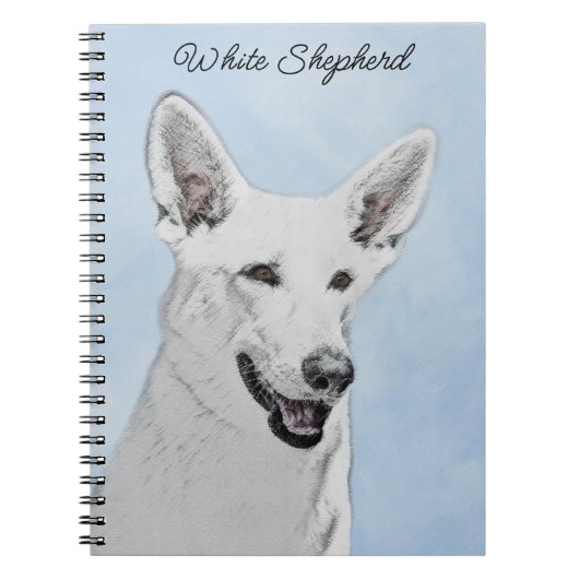 White Shepherd Painting - Cute Original Dog Art Notitieboek (Voorkant)