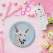 White Shepherd Painting - Cute Original Dog Art Papieren Bordje (Feest)