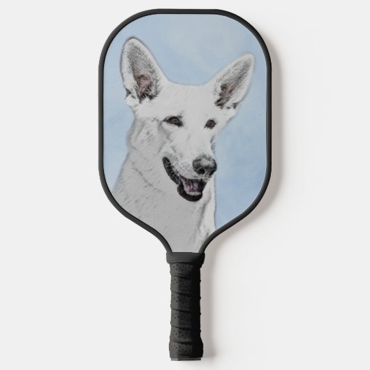 White Shepherd Painting - Cute Original Dog Art Pickleball Paddle (Voorkant)