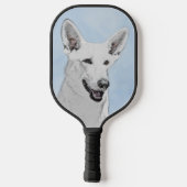 White Shepherd Painting - Cute Original Dog Art Pickleball Paddle (Achterkant)