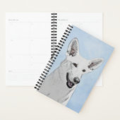 White Shepherd Painting - Cute Original Dog Art Planner (Display)
