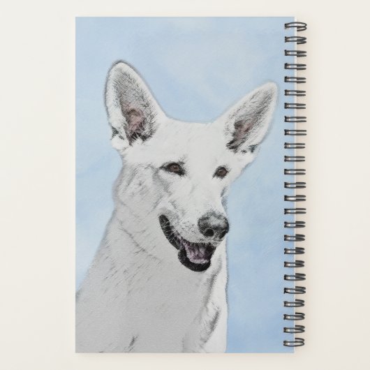 White Shepherd Painting - Cute Original Dog Art Planner (Achterkant)