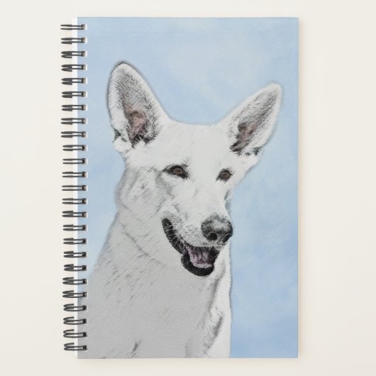 White Shepherd Painting - Cute Original Dog Art Planner (Voorkant)