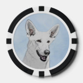 White Shepherd Painting - Cute Original Dog Art Poker Chips (Voorkant)