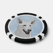 White Shepherd Painting - Cute Original Dog Art Poker Chips (Enkel)