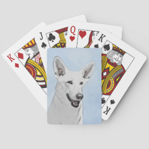 White Shepherd Painting - Cute Original Dog Art Pokerkaarten