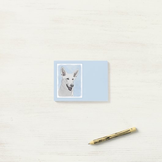 White Shepherd Painting - Cute Original Dog Art Post-it® Notes (Op bureau)