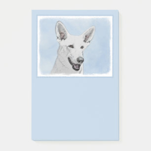 White Shepherd Painting - Cute Original Dog Art Post-it® Notes