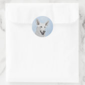 White Shepherd Painting - Cute Original Dog Art Ronde Sticker (Tas)
