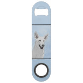 White Shepherd Painting - Cute Original Dog Art Speed Flessenopener (Achterkant)